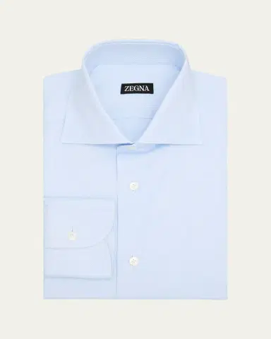 Zegna Men's Oxford Weave Cotton Dress Shirt | Thumbnail 2