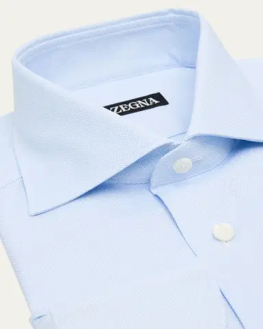 Zegna Men's Oxford Weave Cotton Dress Shirt | Thumbnail 3