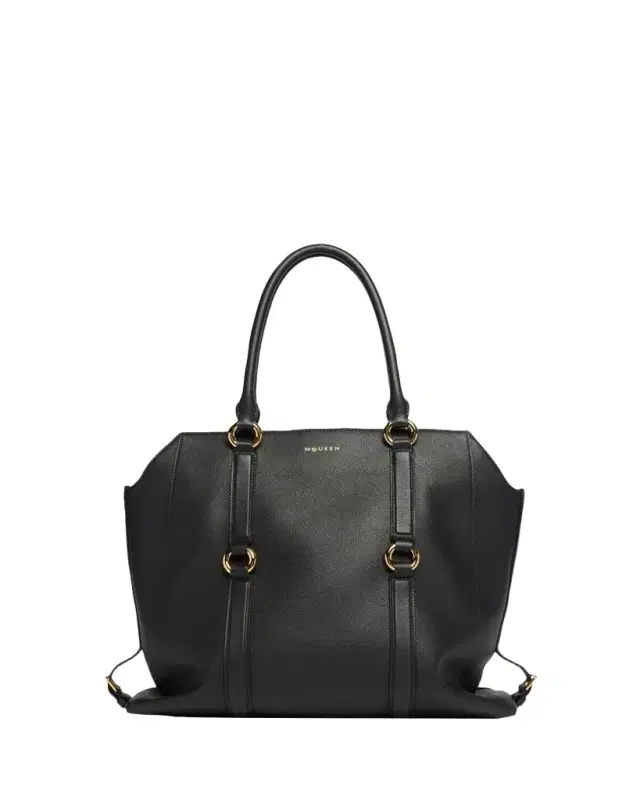 McQueen Farringdon Ring-Embellished Leather Tote Bag