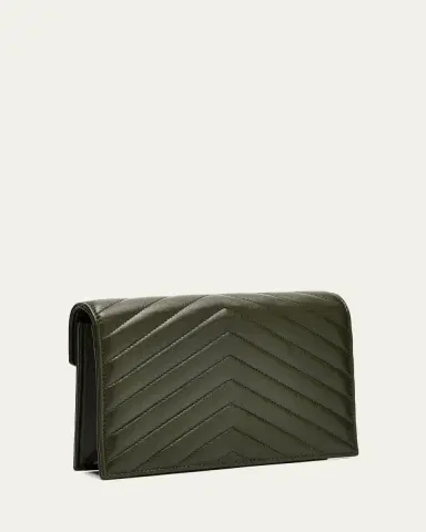 Saint Laurent Small YSL Wallet on Chain in Grain Leather | Thumbnail 3