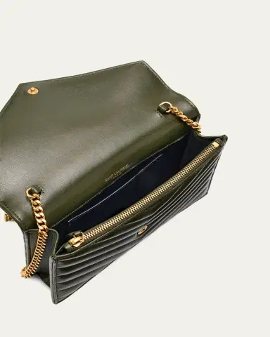Saint Laurent Small YSL Wallet on Chain in Grain Leather | Thumbnail 4