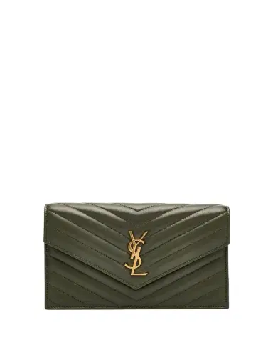 Saint Laurent Small YSL Wallet on Chain in Grain Leather | Thumbnail 1