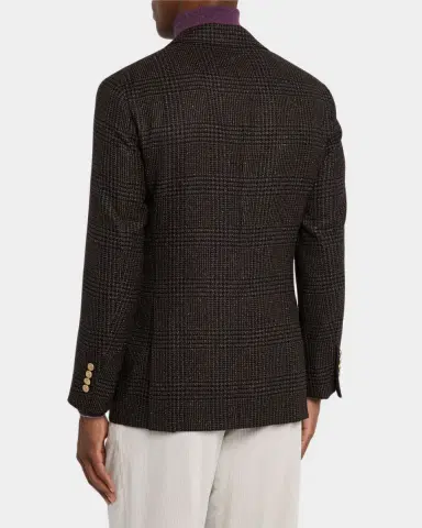 Brunello Cucinelli Men's Prince of Wales Double-Breasted Sport Coat | Thumbnail 2 Brunello Cucinelli Men's Prince of Wales Double-Breasted Sport Coat | Thumbnail 2