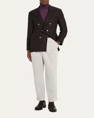 Brunello Cucinelli Men's Prince of Wales Double-Breasted Sport Coat | Thumbnail 6 Brunello Cucinelli Men's Prince of Wales Double-Breasted Sport Coat | Thumbnail 6