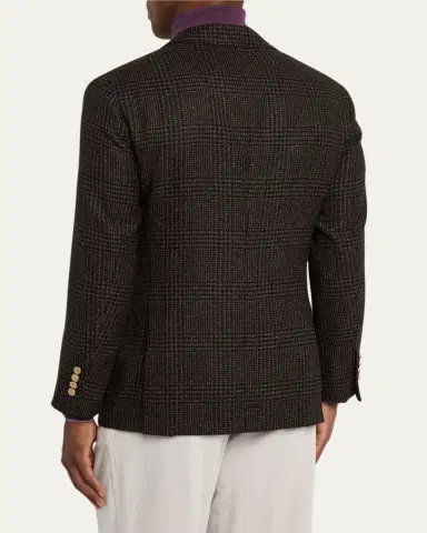 Brunello Cucinelli Men's Prince of Wales Double-Breasted Sport Coat | Thumbnail 7 Brunello Cucinelli Men's Prince of Wales Double-Breasted Sport Coat | Thumbnail 7