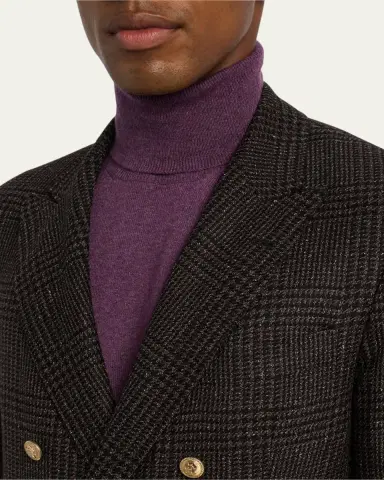 Brunello Cucinelli Men's Prince of Wales Double-Breasted Sport Coat | Thumbnail 9 Brunello Cucinelli Men's Prince of Wales Double-Breasted Sport Coat | Thumbnail 9
