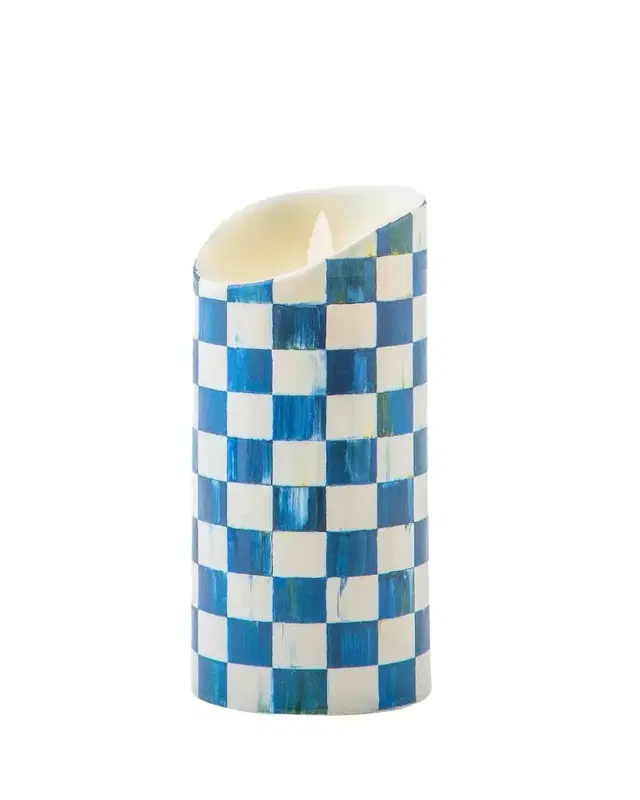 MacKenzie-Childs Royal Check Flickering Pillar Candle, 7"