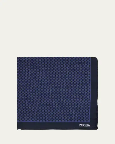 Zegna Men's Petite Geometric Silk Pocket Square | Thumbnail 2 Zegna Men's Petite Geometric Silk Pocket Square | Thumbnail 2