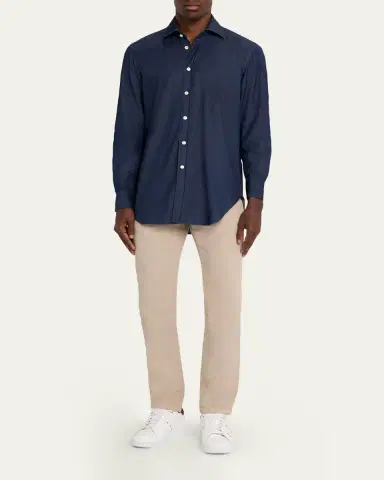 Kiton Men's Denim Wash Classic-Fit Button-Down Shirt | Thumbnail 7 Kiton Men's Denim Wash Classic-Fit Button-Down Shirt | Thumbnail 7