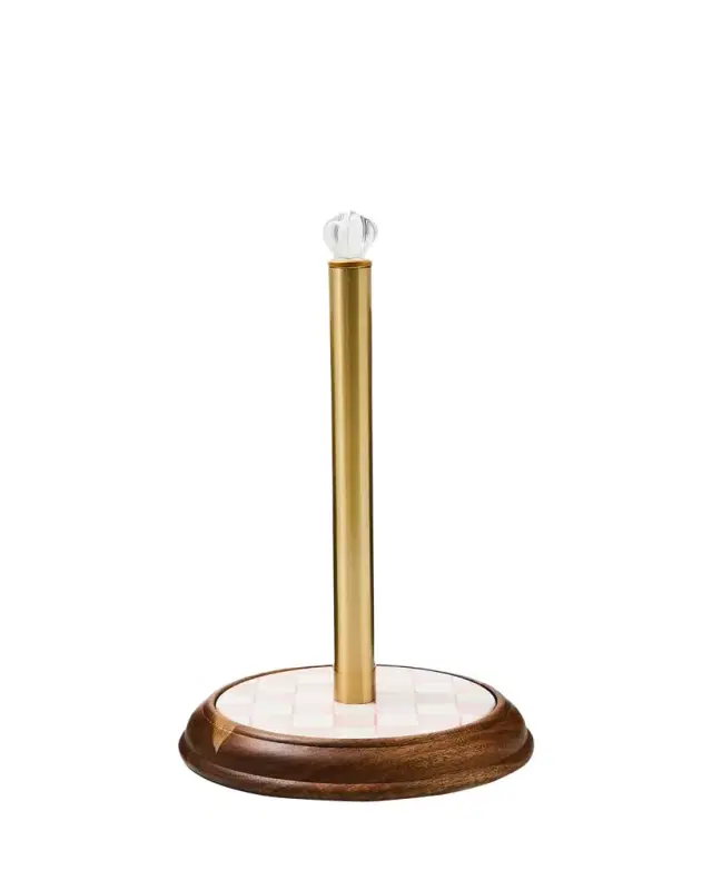 MacKenzie-Childs Rosy Check Wood Paper Towel Holder