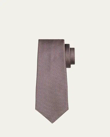 Kiton Men's Silk Geometric Jacquard Seven-Fold Tie | Thumbnail 2 Kiton Men's Silk Geometric Jacquard Seven-Fold Tie | Thumbnail 2