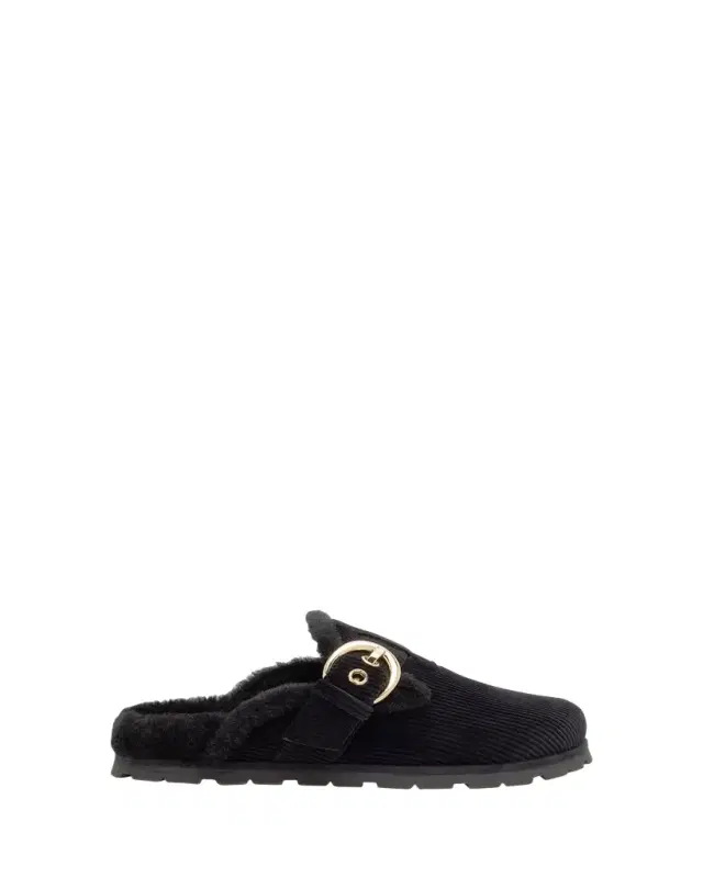 Chrystie Shearling-Lined Corduroy Mules