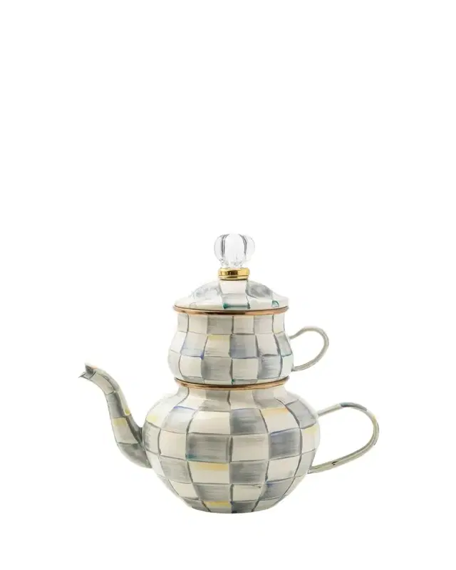 Sterling Check Enamel High Tea