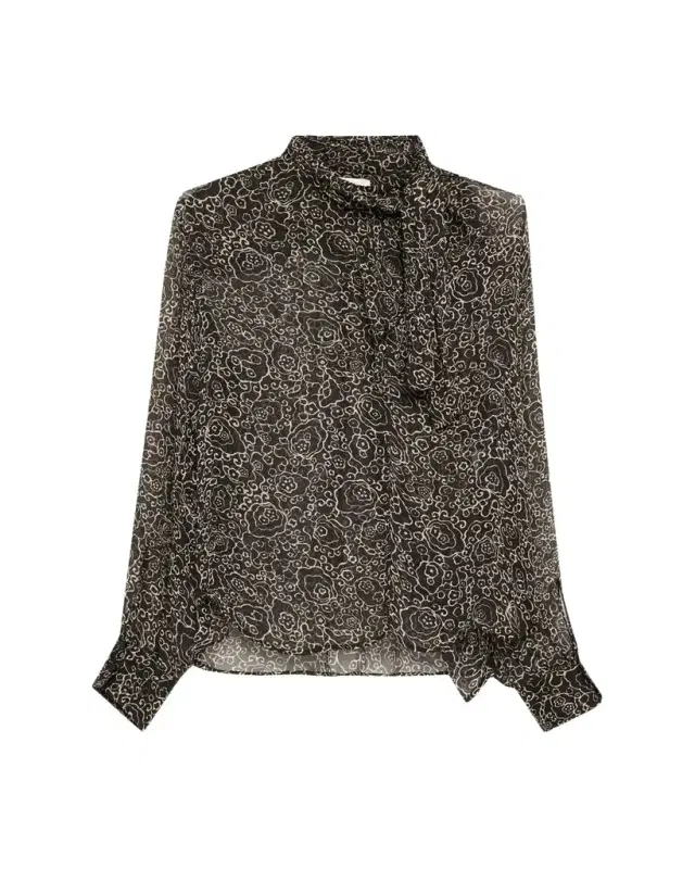 Etoile Isabel Marant Leona Printed Tie-Neck Blouse