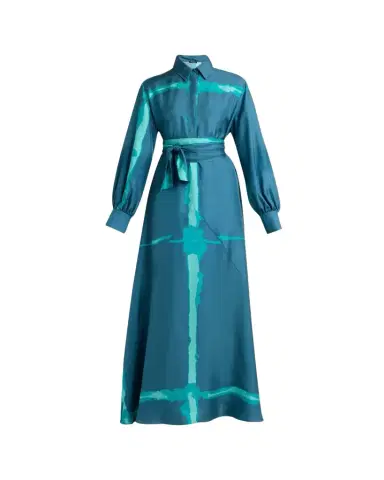 Kiton Printed Silk Long-Sleeve Maxi Shirtdress | Thumbnail 1