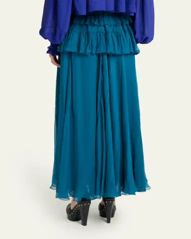 Chloé Tiered Ruffle Organic Silk Mousseline Maxi Skirt | Thumbnail 3