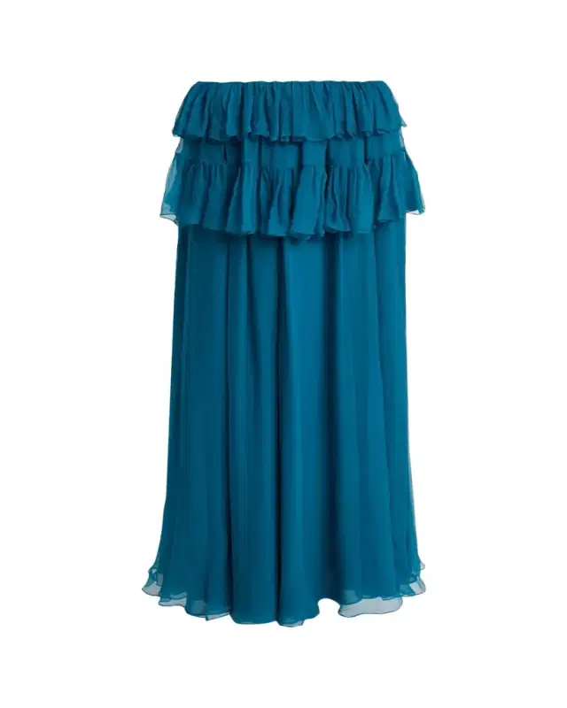 Chloe Tiered Ruffle Organic Silk Mousseline Maxi Skirt