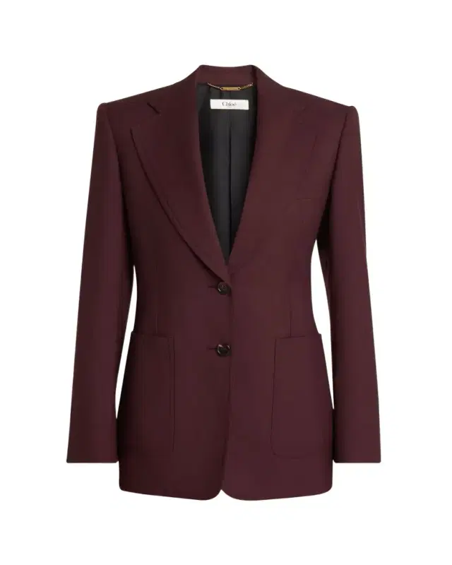 Wool Gabardine Single-Breasted Blazer Jacket