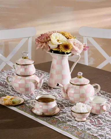 MacKenzie-Childs Rosy Check Enamel High Tea Set | Thumbnail 3 MacKenzie-Childs Rosy Check Enamel High Tea Set | Thumbnail 3