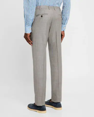 Kiton Men's Wool Sharkskin Flat-Front Trousers | Thumbnail 2