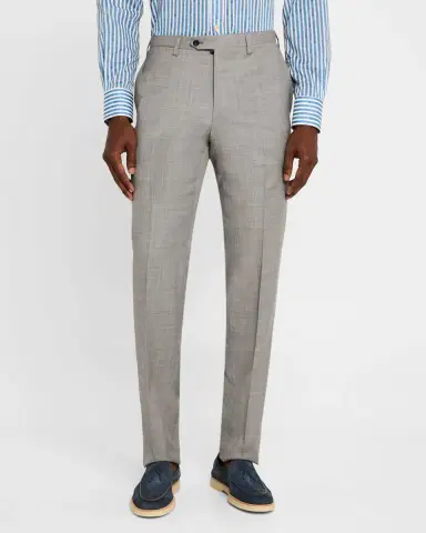 Kiton Men's Wool Sharkskin Flat-Front Trousers | Thumbnail 3