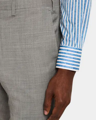 Kiton Men's Wool Sharkskin Flat-Front Trousers | Thumbnail 4