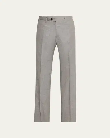 Kiton Men's Wool Sharkskin Flat-Front Trousers | Thumbnail 5