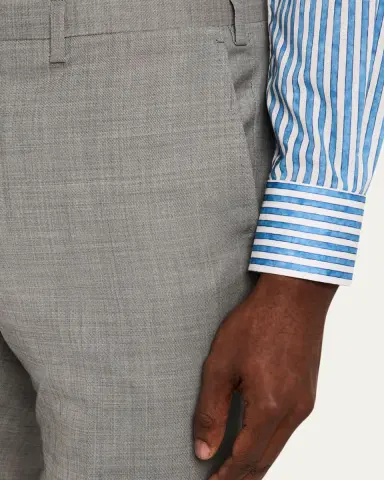 Kiton Men's Wool Sharkskin Flat-Front Trousers | Thumbnail 9