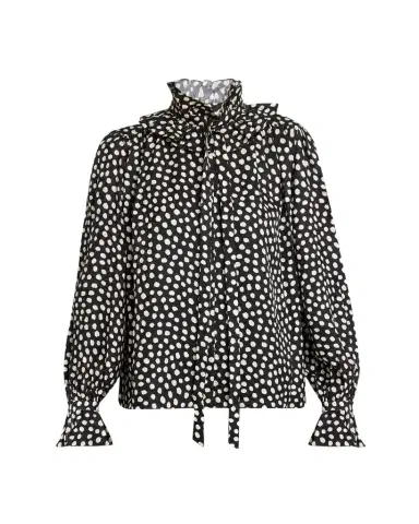 Chloé Dots-Print Silk Jacquard Ruffle Blouse | Thumbnail 1 Chloé Dots-Print Silk Jacquard Ruffle Blouse | Thumbnail 1