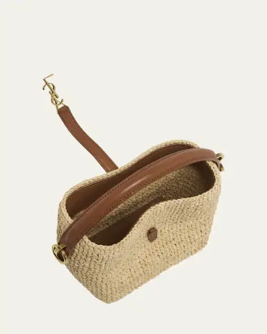 Saint Laurent Le 37 Mini YSL Bucket Bag in Raffia and Leather | Thumbnail 4 Saint Laurent Le 37 Mini YSL Bucket Bag in Raffia and Leather | Thumbnail 4