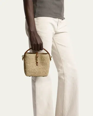 Saint Laurent Le 37 Mini YSL Bucket Bag in Raffia and Leather | Thumbnail 5 Saint Laurent Le 37 Mini YSL Bucket Bag in Raffia and Leather | Thumbnail 5