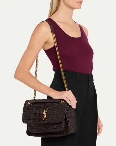 Saint Laurent Niki Medium YSL Raffia Shoulder Bag | Thumbnail 2 Saint Laurent Niki Medium YSL Raffia Shoulder Bag | Thumbnail 2
