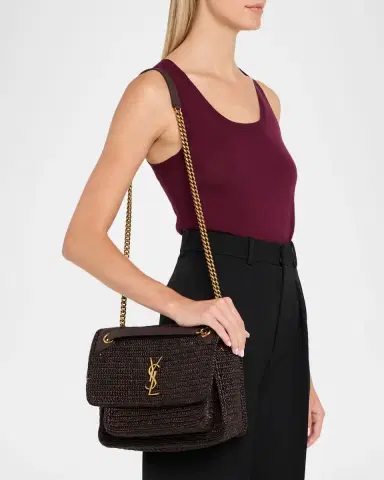 Saint Laurent Niki Medium YSL Raffia Shoulder Bag | Thumbnail 6 Saint Laurent Niki Medium YSL Raffia Shoulder Bag | Thumbnail 6