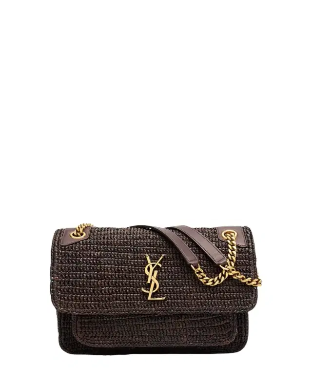 Saint Laurent Niki Medium YSL Raffia Shoulder Bag