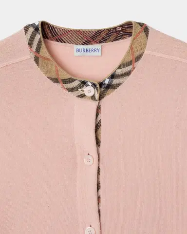 Burberry Check Collar Crewneck Cardigan | Thumbnail 3