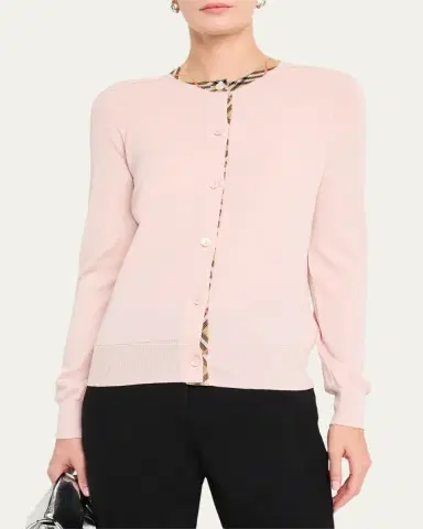 Burberry Check Collar Crewneck Cardigan | Thumbnail 7