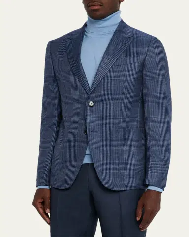 Zegna Men's Cashmere and Silk Prince Of Wales Sport Coat | Thumbnail 4 Zegna Men's Cashmere and Silk Prince Of Wales Sport Coat | Thumbnail 4
