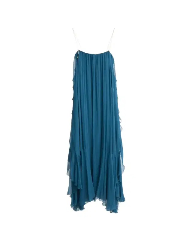 Chain-Strap Organic Silk Mousseline Gown