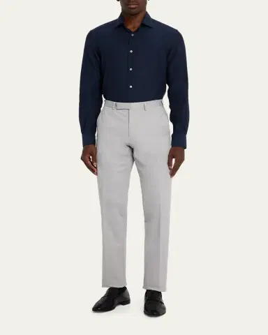 Zegna Men's Cotton-Stretch Modern Fit Trousers | Thumbnail 6