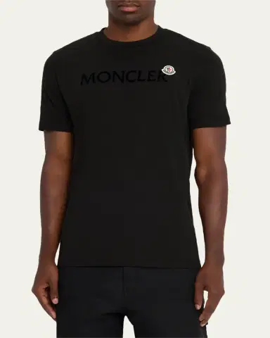 Moncler Men's Logo Script Crewneck T-Shirt | Thumbnail 4 Moncler Men's Logo Script Crewneck T-Shirt | Thumbnail 4
