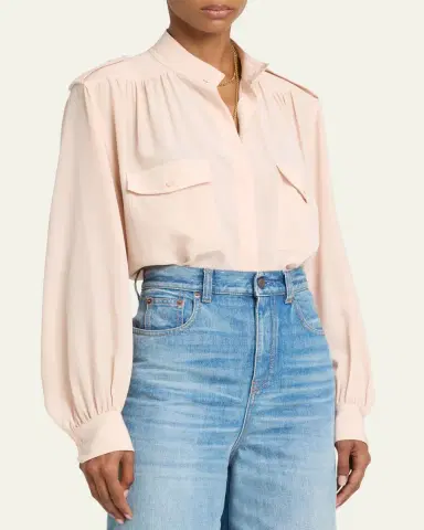 Chloé Organic Silk Crepe De Chine Top | Thumbnail 8 Chloé Organic Silk Crepe De Chine Top | Thumbnail 8