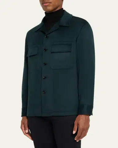 ZEGNA Men's Oasi Cashmere Overshirt | Thumbnail 8 ZEGNA Men's Oasi Cashmere Overshirt | Thumbnail 8