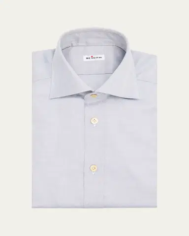 Kiton Men's Cotton Point-Collar Dress Shirt | Thumbnail 2