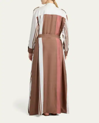 Kiton Striped Silk Belted Maxi Shirtdress | Thumbnail 3