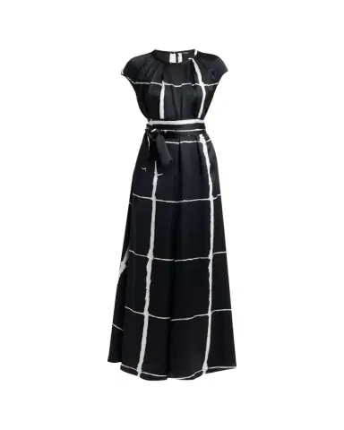 Kiton Windowpane-Print Silk Cap-Sleeve Maxi Dress | Thumbnail 1 Kiton Windowpane-Print Silk Cap-Sleeve Maxi Dress | Thumbnail 1