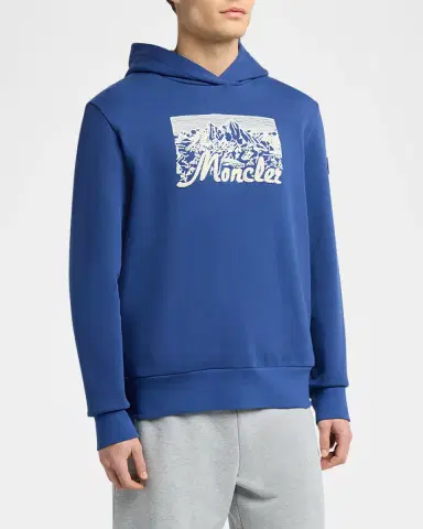 Moncler Men's Chenille Mountain Logo Hoodie | Thumbnail 3