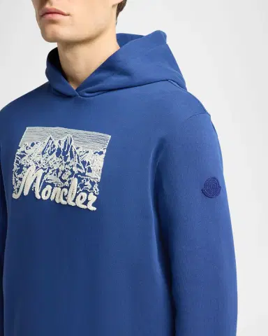 Moncler Men's Chenille Mountain Logo Hoodie | Thumbnail 4