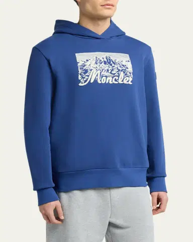 Moncler Men's Chenille Mountain Logo Hoodie | Thumbnail 8