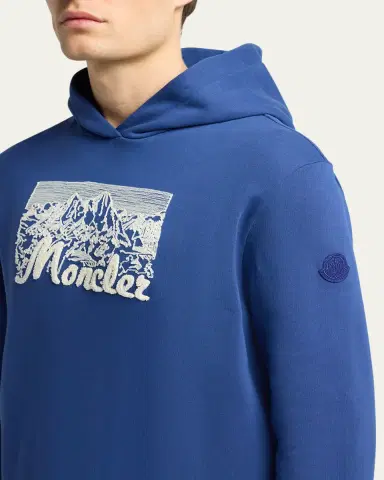 Moncler Men's Chenille Mountain Logo Hoodie | Thumbnail 9