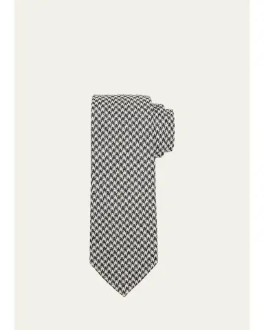 Zegna Men's Houndstooth Wool and Silk Tie | Thumbnail 1